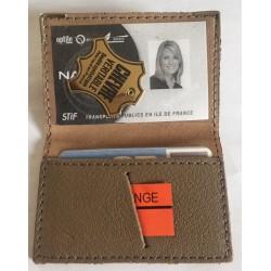 PORTE CARTE FORMAT CARTE BLEUE EN CUIR TAUPE