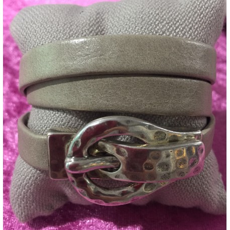 BRACELET FERMOIR CEINTURE  ET CUIR TAUPE